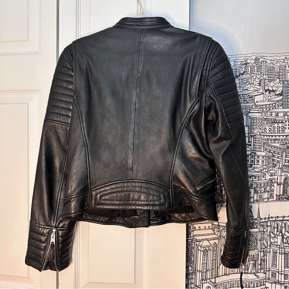 PREMIUM 100% Sheep Leather Quilted Biker Jacket Moto Zara M/L - Picture 10 of 15